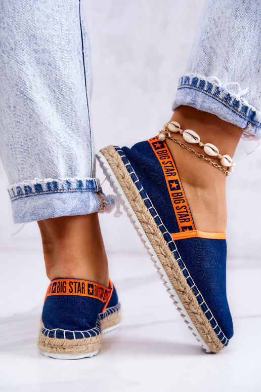 Espadrilles en tissu avec un modèle audacieux Big Star JJ274877 bleu foncé Espadrilles en tissu avec un modèle audacieux Big Star JJ274877 bleu foncé