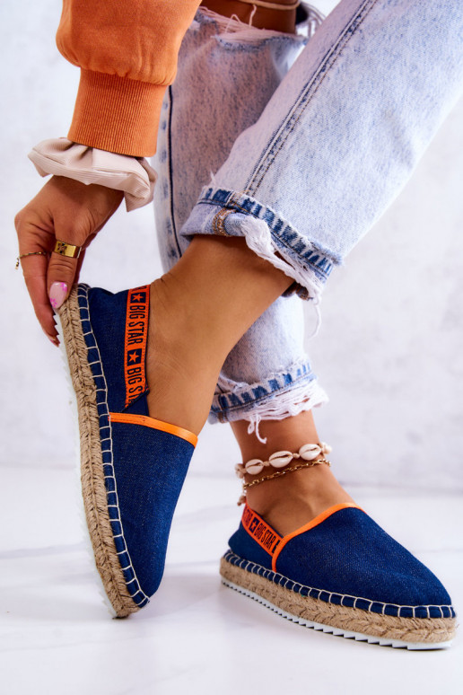 Espadrilles en tissu avec un modèle audacieux Big Star JJ274877 bleu foncé Espadrilles en tissu avec un modèle audacieux Big Star JJ274877 bleu foncé