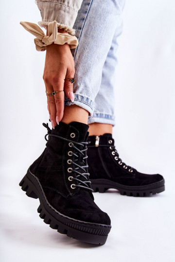 Bottines en daim couleur noir Layden