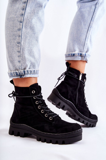 Bottines en daim couleur noir Layden 2
