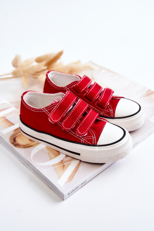 Chaussures décontractées pour enfants à fermetures adhésives rouges Bernie