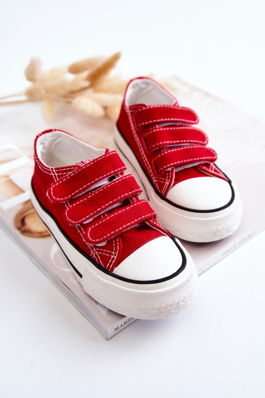 Chaussures décontractées pour enfants à fermetures adhésives rouges Bernie