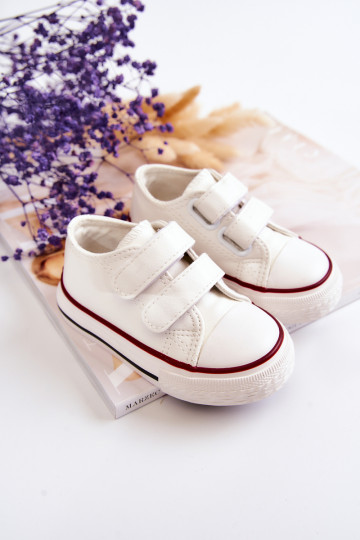 Baskets pour enfants chaussures décontractées avec attaches adhésives couleur blanche Foster 2