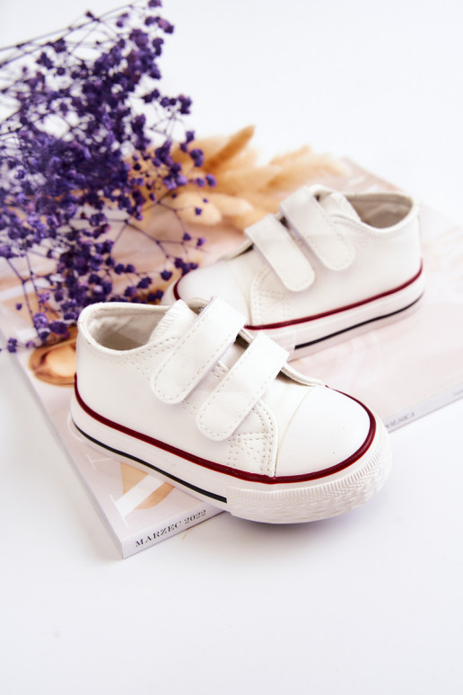 Baskets pour enfants chaussures décontractées avec attaches adhésives couleur blanche Foster Baskets pour enfants chaussures décontractées avec attaches adhésives couleur blanche Foster