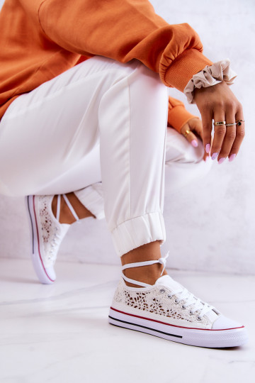Chaussures pour femmes à motifs de dentelle de couleur blanche Venture