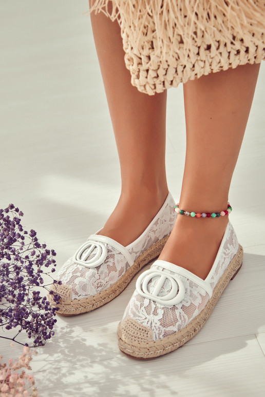 Espadrilles en dentelle avec ornements de couleur blanche Summer Dream Espadrilles en dentelle avec ornements de couleur blanche Summer Dream