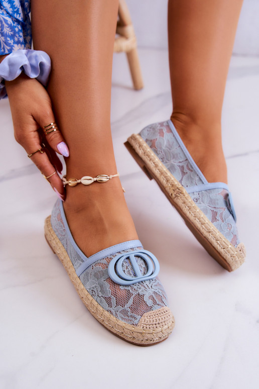 Espadrilles en dentelle avec ornements de couleur bleue Summer Dream