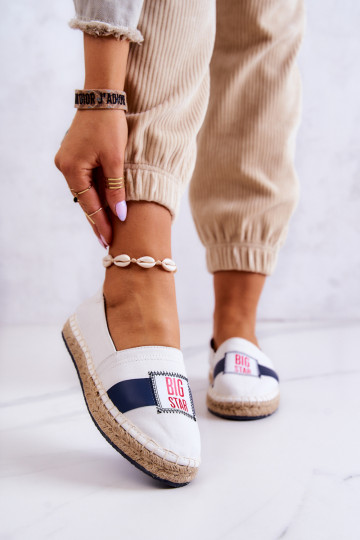Espadrilles à enfiler élégantes Big Star JJ274964 Blanc-bleu foncé