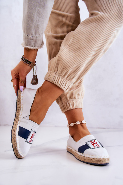 Espadrilles à enfiler élégantes Big Star JJ274964 Blanc-bleu foncé