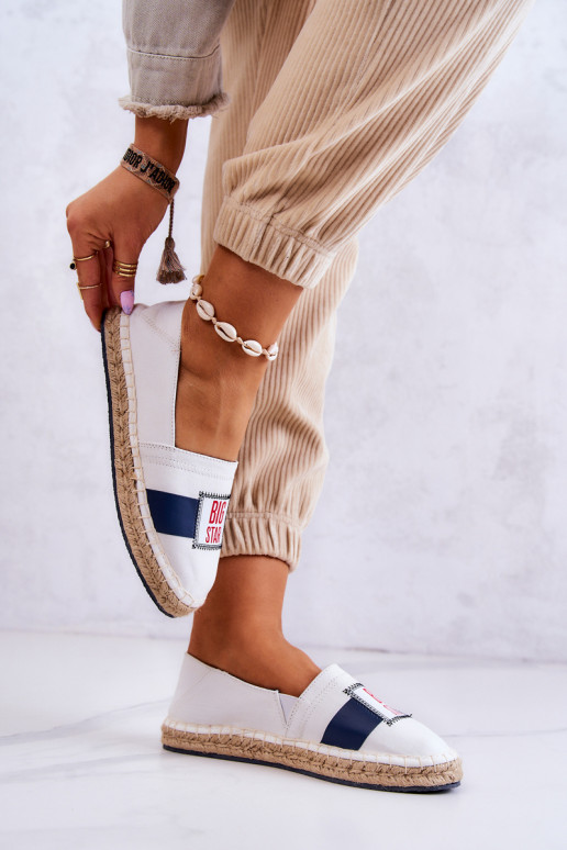 Espadrilles à enfiler élégantes Big Star JJ274964 Blanc-bleu foncé Espadrilles à enfiler élégantes Big Star JJ274964 Blanc-bleu foncé