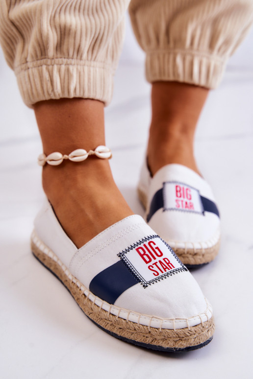 Espadrilles à enfiler élégantes Big Star JJ274964 Blanc-bleu foncé