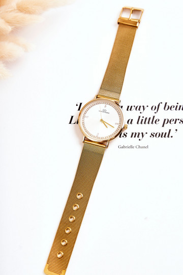 Montre femme Giorgio & Dario aux yeux scintillants de couleur or 2