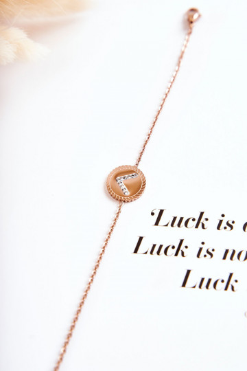 Bracelet femme avec ornements et yeux zircon en or rose