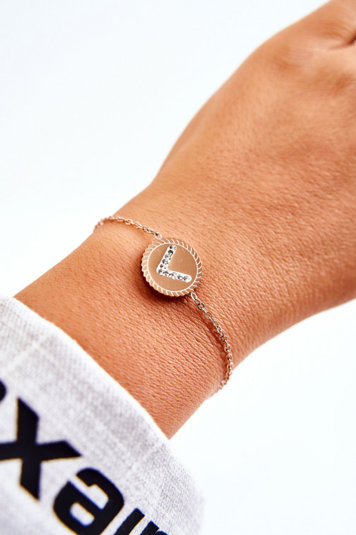Bracelet femme avec ornements et yeux zircon en or rose