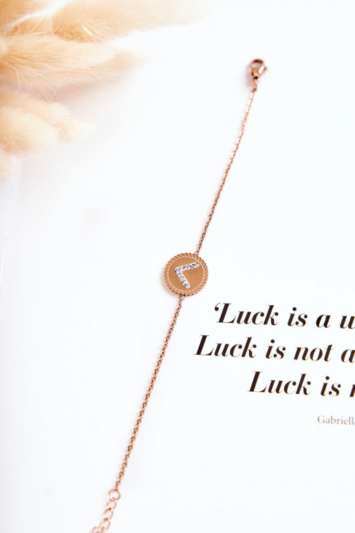 Bracelet femme avec ornements et yeux zircon en or rose