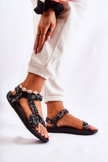 Sandales pour femmes à fermetures adhésives de couleur noir Venna 2