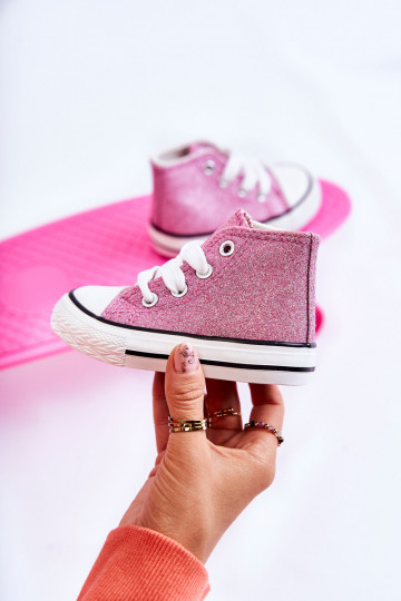 Baskets à talon en cuir Catrina de couleur rose 2