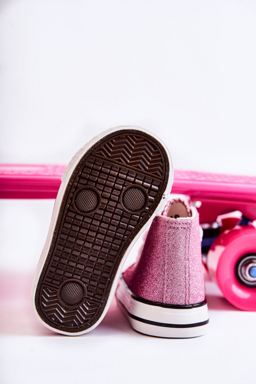 Baskets à talon en cuir Catrina de couleur rose Baskets à talon en cuir Catrina de couleur rose