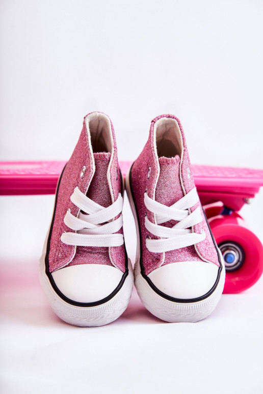 Baskets à talon en cuir Catrina de couleur rose Baskets à talon en cuir Catrina de couleur rose