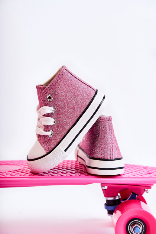 Baskets à talon en cuir Catrina de couleur rose