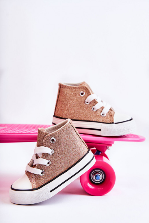 Baskets Catrina en cuir de couleur or rose