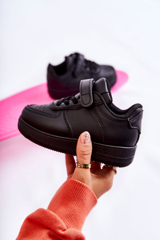 Chaussures de sport pour enfants à fermetures adhésives de couleur noire Elike