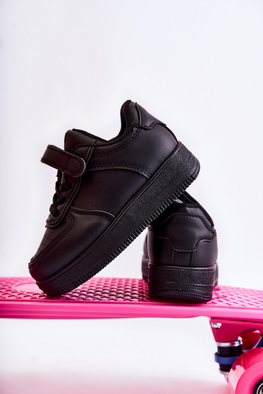 Chaussures de sport pour enfants à fermetures adhésives de couleur noire Elike