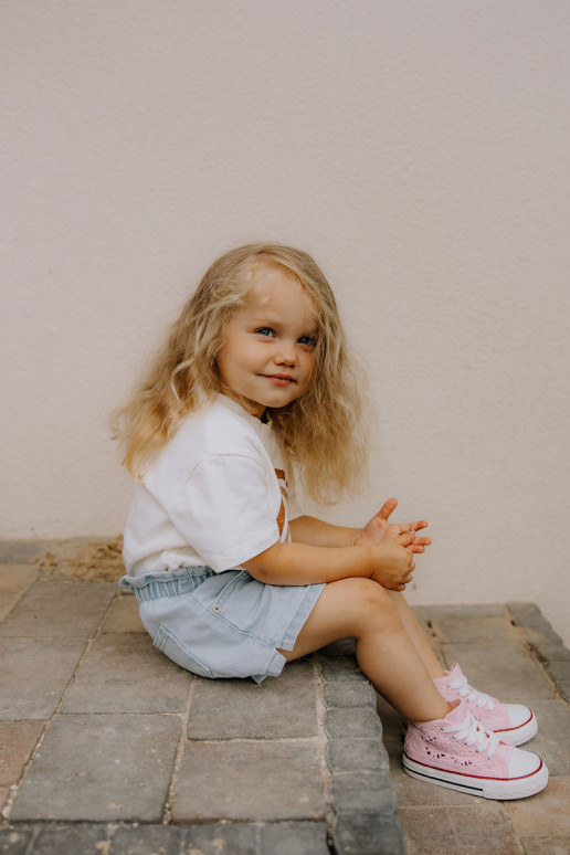 Chaussures de loisirs pour enfants à talon couleur rose Mona