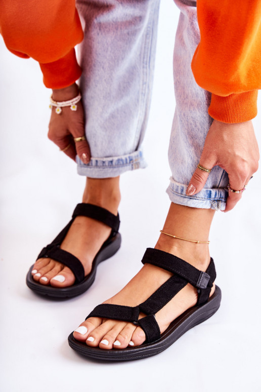 en daim Sandales de style sport de couleur noire Harris en daim Sandales de style sport de couleur noire Harris