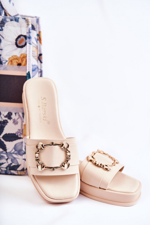 Chaussons mode cuir couleur beige Adaline