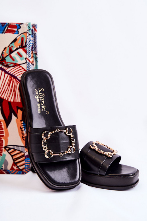 Chaussons en cuir à la mode de couleur noire Adaline Chaussons en cuir à la mode de couleur noire Adaline