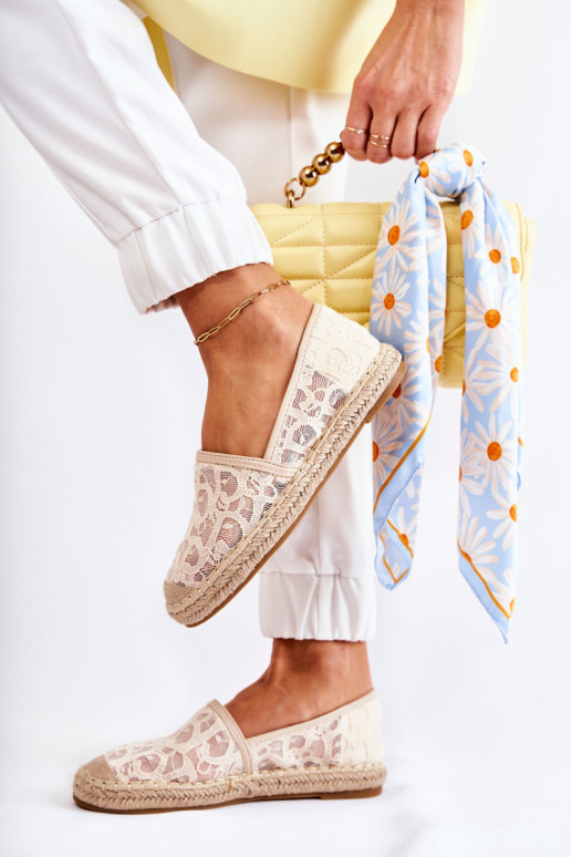 Espadrilles modèle classique avec éléments ajourés beige Catris