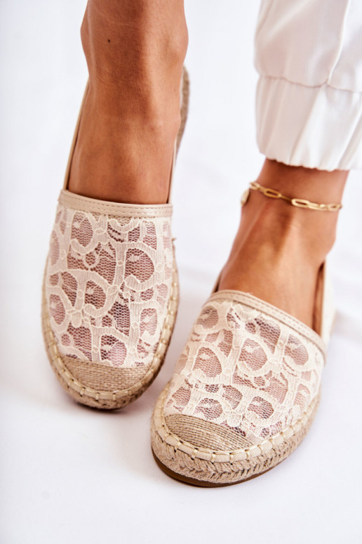 Espadrilles modèle classique avec éléments ajourés beige Catris