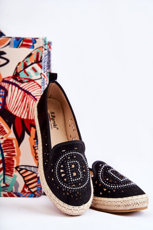 avec des éléments ajourés Espadrilles d'un modèle frappant en noir Meredith avec des éléments ajourés Espadrilles d'un modèle frappant en noir Meredith