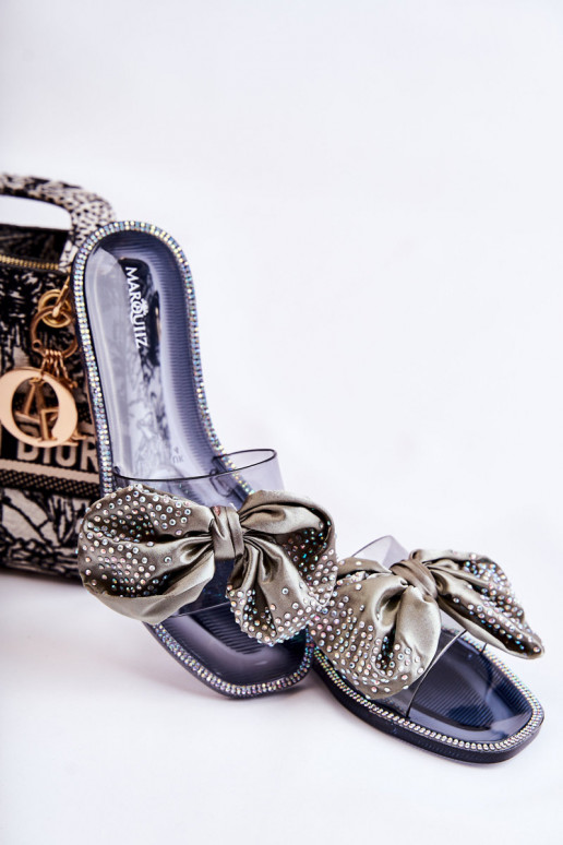 Chaussons élégants en caoutchouc avec rubans Meriden noir et gris Chaussons élégants en caoutchouc avec rubans Meriden noir et gris