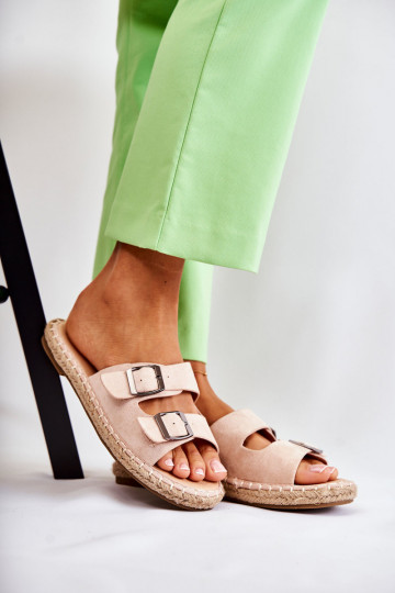 Modèle classique Chaussons femme en daim beige Casilda