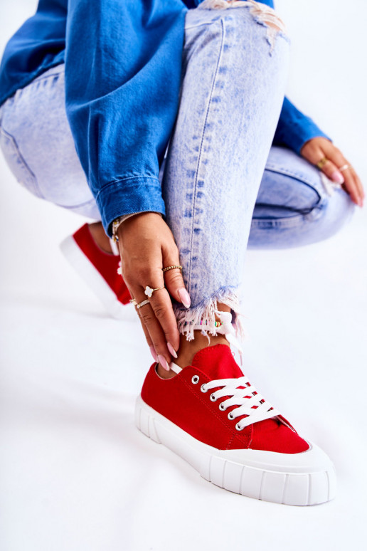 Chaussures pour femmes avec plateforme de couleur rouge Chaussures pour femmes avec plateforme de couleur rouge