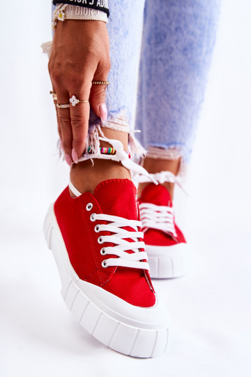 Chaussures pour femmes avec plateforme de couleur rouge 2