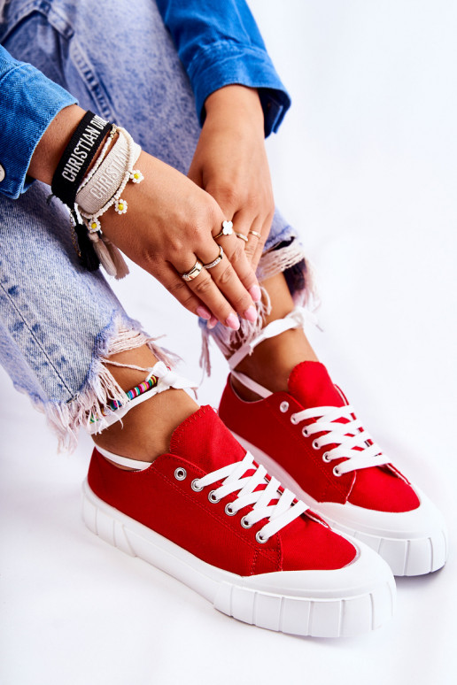 Chaussures pour femmes avec plateforme de couleur rouge Chaussures pour femmes avec plateforme de couleur rouge