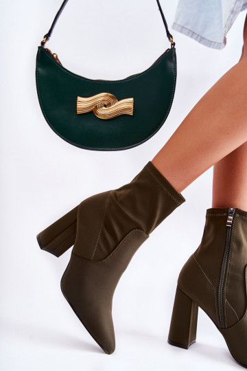 Bottines à talons en tissu couleur kaki Amile 2