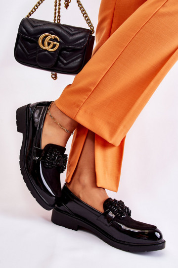 chaussures en cuir verni avec rubans noires Laurent 2
