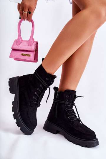 en daim Bottines à lanières de couleur noire Vanita 2