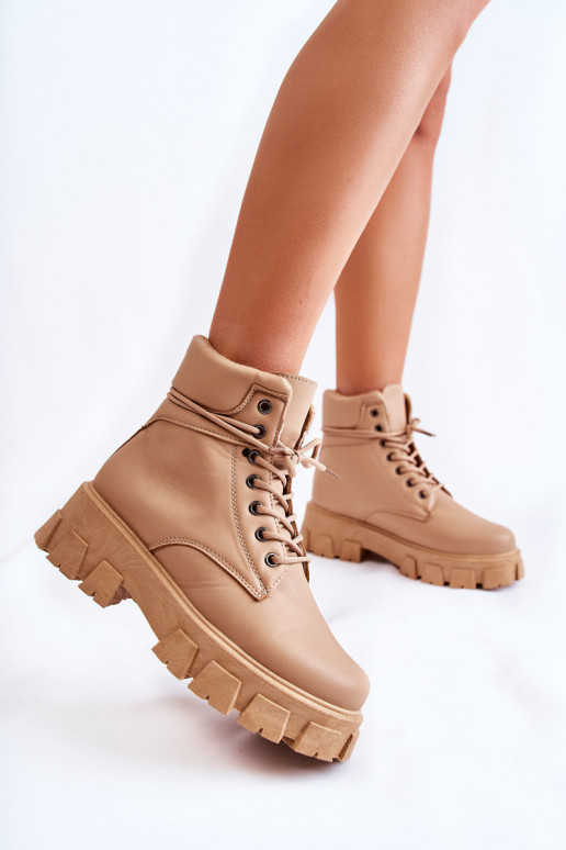 Bottines femme réchauffées beige Flavin
