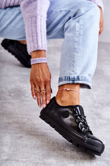 avec chaussures de loisirs effet laqué Big Star KK274044 couleur noire