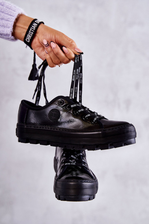 avec chaussures de loisirs effet laqué Big Star KK274044 couleur noire avec chaussures de loisirs effet laqué Big Star KK274044 couleur noire