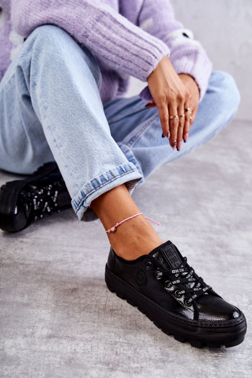 avec chaussures de loisirs effet laqué Big Star KK274044 couleur noire avec chaussures de loisirs effet laqué Big Star KK274044 couleur noire