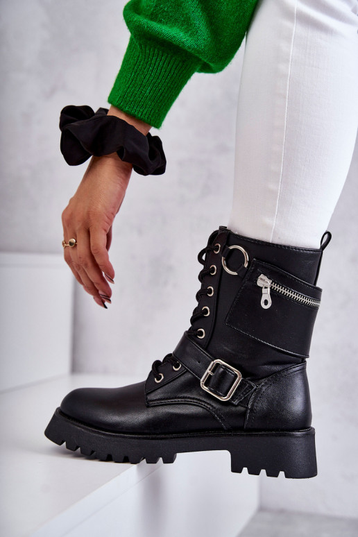 Bottines à talons larges de couleur noire Marlis Bottines à talons larges de couleur noire Marlis