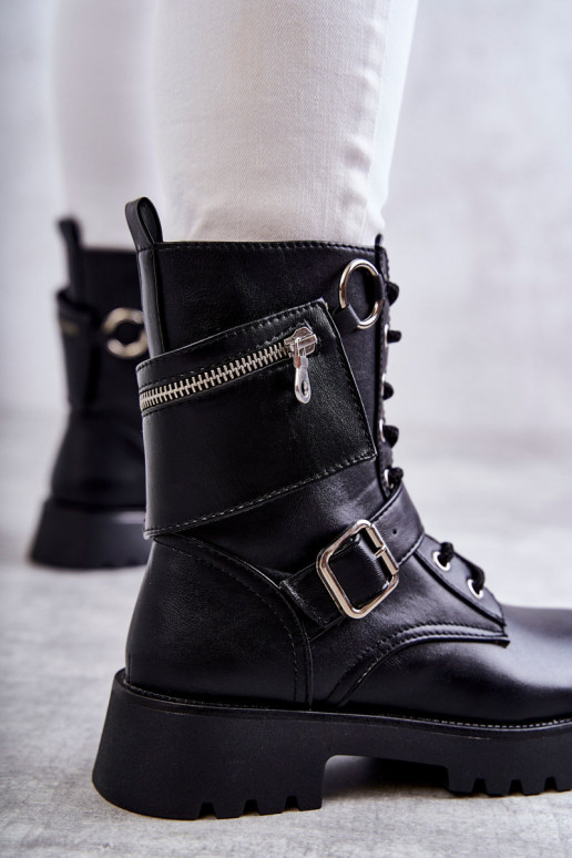 Bottines à talons larges de couleur noire Marlis Bottines à talons larges de couleur noire Marlis