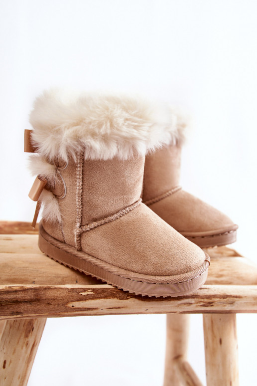 Bottes chaudes pour enfants avec rubans bottes de neige ivoire Funky