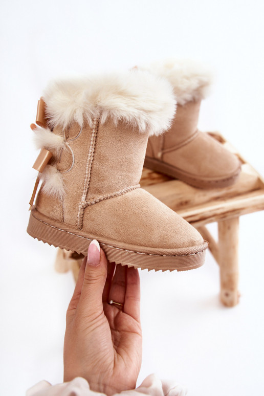 Bottes chaudes pour enfants avec rubans bottes de neige ivoire Funky Bottes chaudes pour enfants avec rubans bottes de neige ivoire Funky